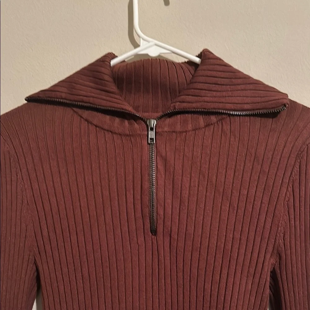 Anthropologie Maeve Fitted Half-Zip Sweater